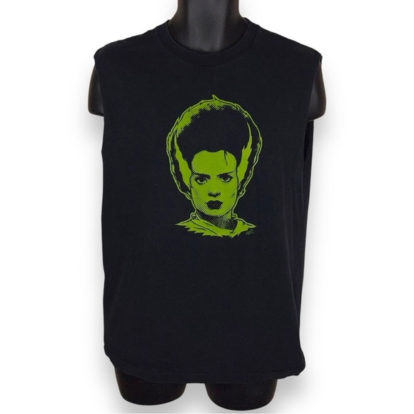 LARGE MENS BRIDE OF FRANKENSTEIN BLACK GREEN TSHIRT GOTH PSYCHOBILLY PUNK - Picture 1 of 7
